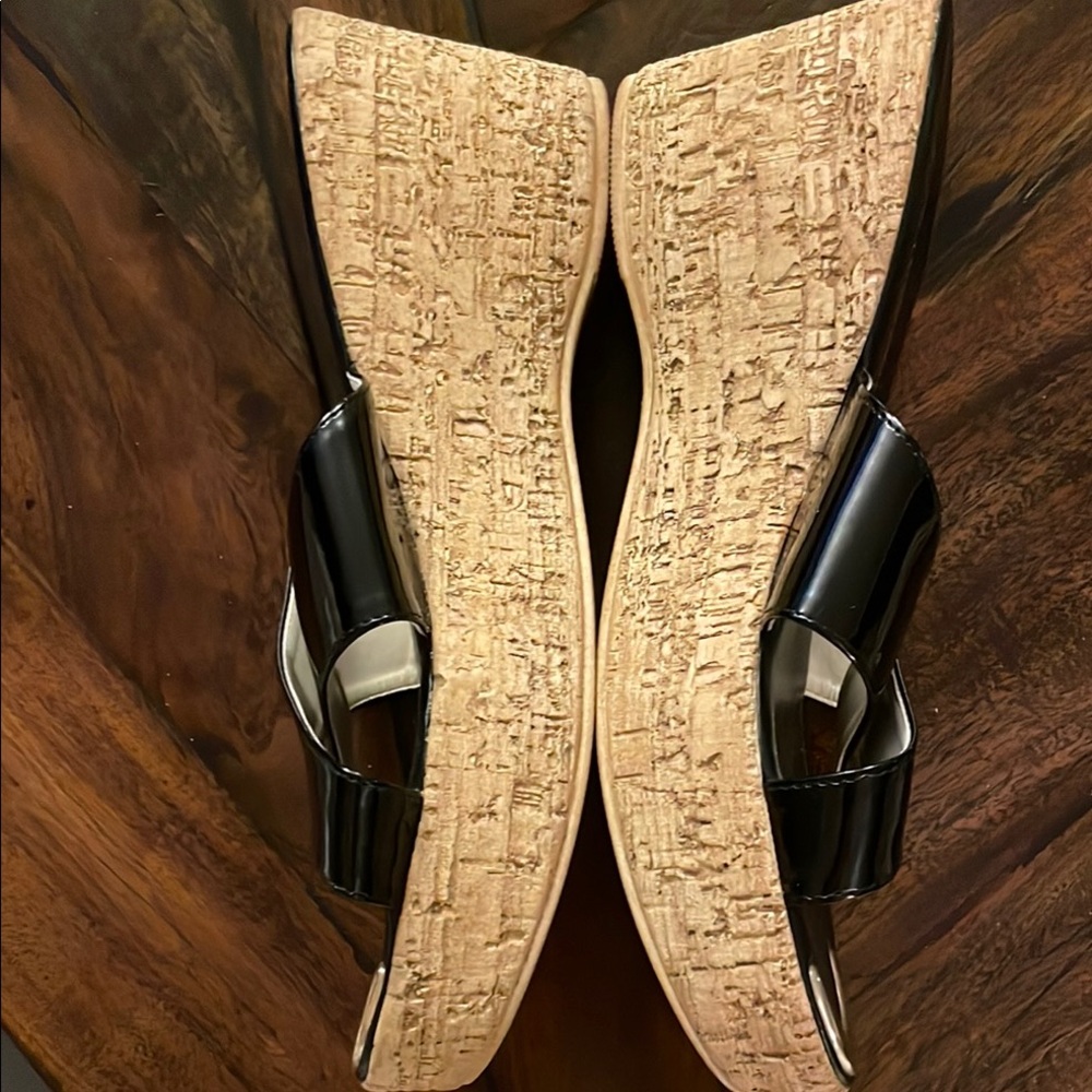 A. Giannetti Black Crisscross Sandals with Wedge Heels. - Picture 9 of 12